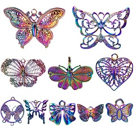 10 Mixed Butterfly Alloy Plated Colorful Pendants Metal Jewelry Accessories Pendant Simple