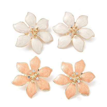 Серьги сплава горный хрусталь, с эмалью, золотые, цветок