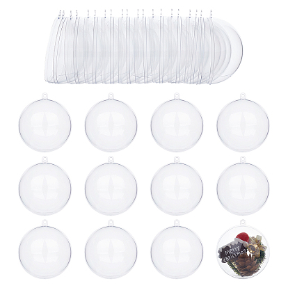 30Pcs Openable Transparent Plastic Pendants, Fillable Plastic Bauble Christmas Ornament, Round