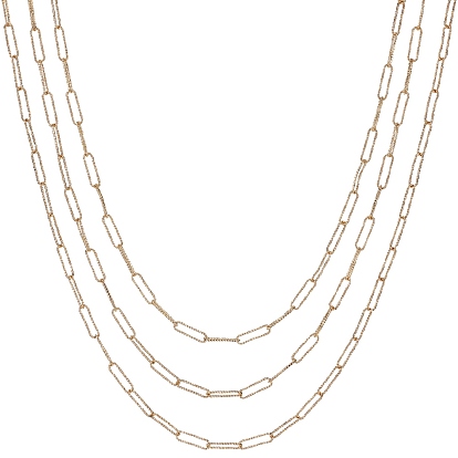 Brass Textured Paperclip Chain Necklace Making, with Lobster Claw Clasps