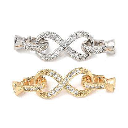 Латунное микропейв, прозрачный кубический цирконий, складные застежки, без кадмия, без никеля и без свинца, бесконечность