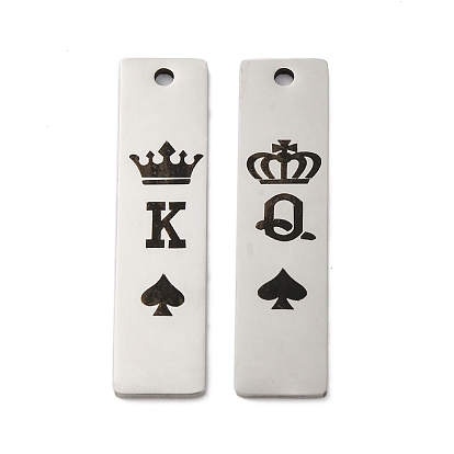 Антикоррозийные 201 подвески из нержавеющей стали, прямоугольник с подвеской король и королева