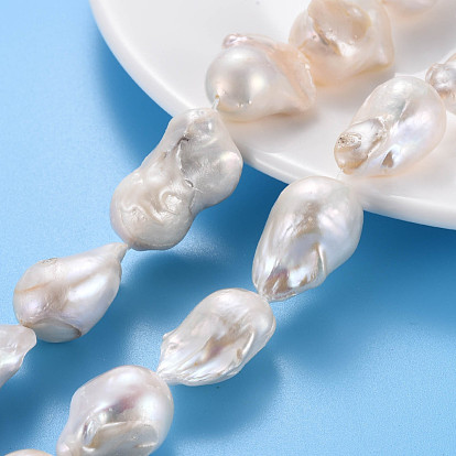 Natural Baroque Pearl Keshi Pearl Beads Strands, Cultured Freshwater Pearl, Nuggets