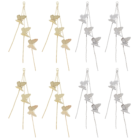 8 шт. 2 цвета латунная цепочка кисточка большие подвески, для изготовления ювелирных изделий DIY, бабочка