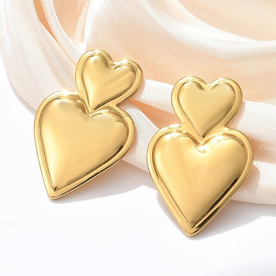 304 серьги-гвоздики из нержавеющей стали для женщин, ионное покрытие (ip), сердце