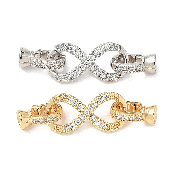 Латунное микропейв, прозрачный кубический цирконий, складные застежки, без кадмия, без никеля и без свинца, бесконечность