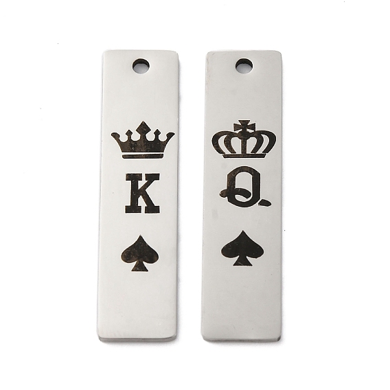 Антикоррозийные 201 подвески из нержавеющей стали, прямоугольник с подвеской король и королева