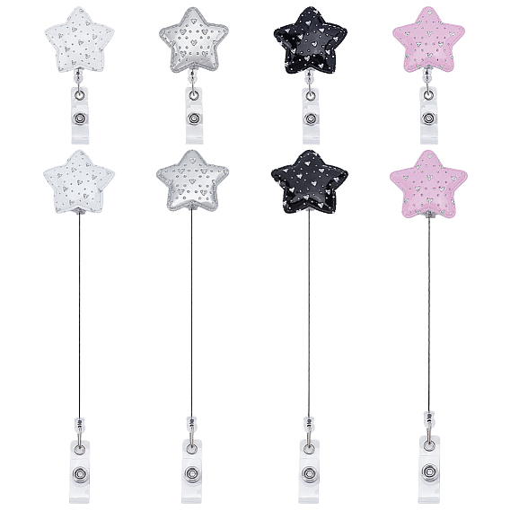 4шт. 4цветные пластиковые катушки для значков с бусинами, выдвижные держатели бейджей, звезда