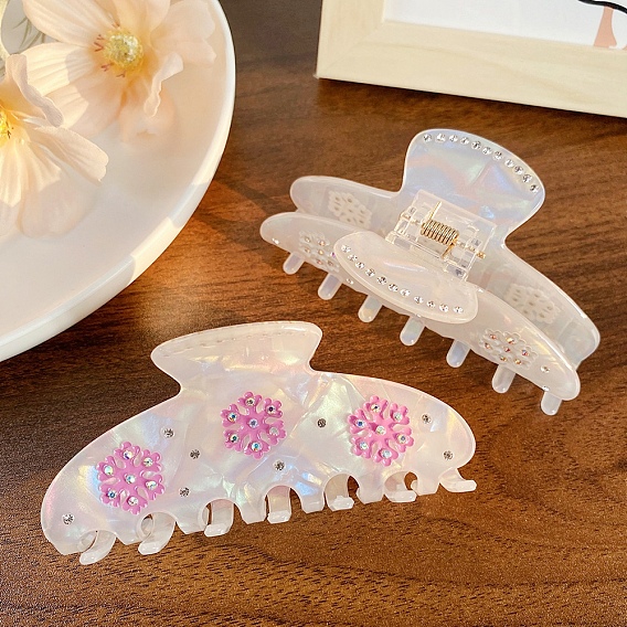 Заколки для волос в виде когтей из ацетата целлюлозы (смола) в виде снежинок, аксессуары для волос для девочек и женщин