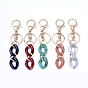 Acrylic & Aluminum Keychain, with Alloy Keychain Clasp and Iron Rings, Imitation Gemstone Style, Curb Chains Shape, Golden