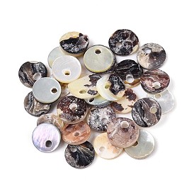 Натуральные подвески akoya shell, плоско-круглые, перламутровый панцирь