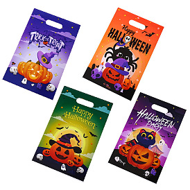 50 шт. 4 стили целлофановые пакеты с принтом тыквы на Хэллоуин с ручками-дыроколами, прямоугольные