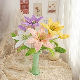 DIY Lily Flower Knitting Kits for Beginners, including Instructions, Crochet Hook, Needle & Yarn Thread