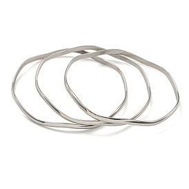 3Pcs 202 Stainless Steel Bangle Sets, Stackable Bangles for Women