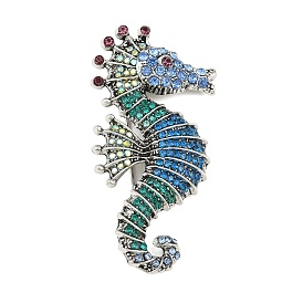 Épinglettes en strass en alliage pour vêtements de sac à dos, cheval de mer, argent antique