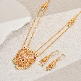 Комплект из серег и ожерелий из сплава со стразами в стиле бохо-шик для женского праздничного наряда, сердце и геометрия