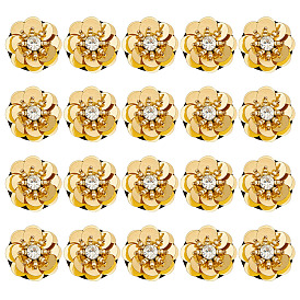 20цветок шт., пришитый стразами, стекло горный хрусталь, с пластиковым