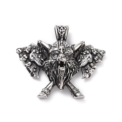 Hand Polished 304 Stainless Steel Pendants, Viking Soldier