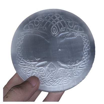 Natural Selenite Charging Plate, Healing Stones Ornaments for Home Office Table Decoration