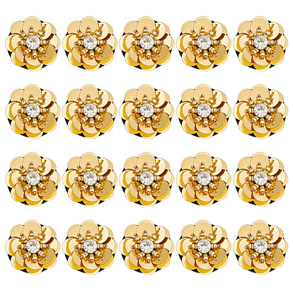 20цветок шт., пришитый стразами, стекло горный хрусталь, с пластиковым