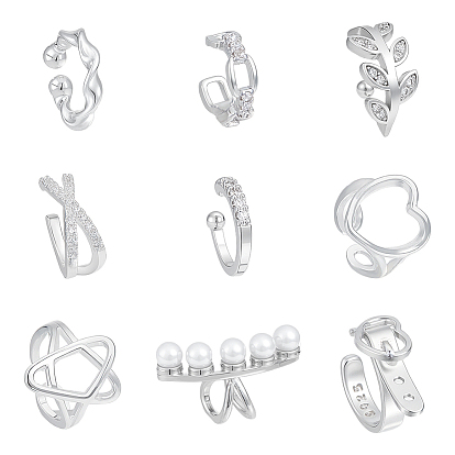 9 шт. 9 стили s925 серьги-манжеты из стерлингового серебра