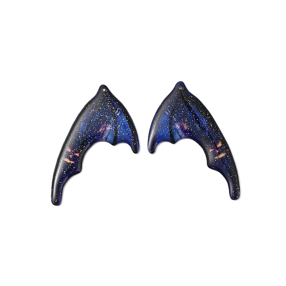 Translucent Resin Glitter Powder Pendants, Wing Charms