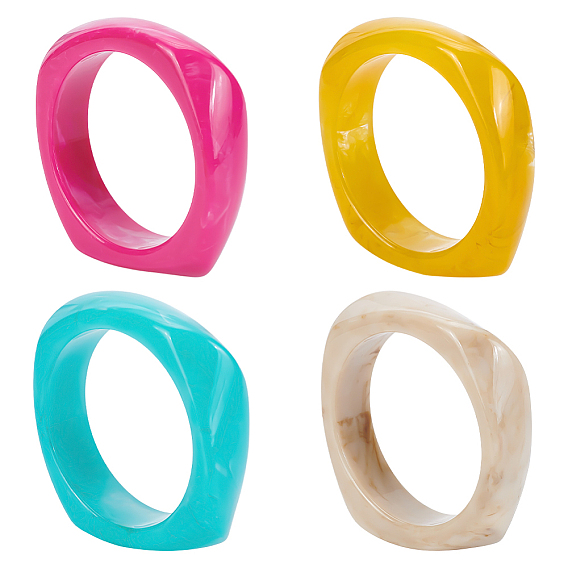 4шт. 4 браслеты из цветной смолы, квадратный