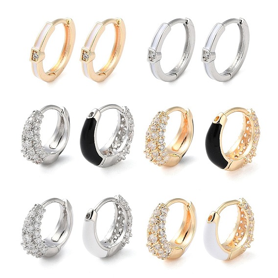 Женские серьги-кольца из латуни с микропаве и прозрачными циркониями