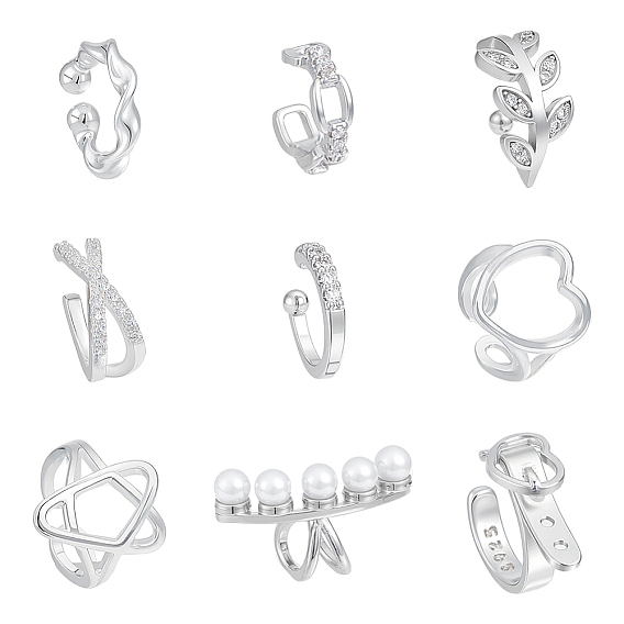 9 шт. 9 стили s925 серьги-манжеты из стерлингового серебра