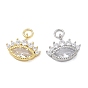 Brass Micro Pave Clear Cubic Zirconia Pendants, Eye Charms