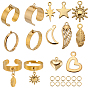 Набор для самостоятельного изготовления кольца-манжеты, включая 304 основания для колец-петлей из нержавеющей стали, переходные кольца и подвески, солнце, звезда, луна, крыло и лист