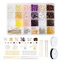 Kit de fabrication de boucles d'oreilles en perles de bricolage, y compris les perles de verre et de perles de verre, perles de pierre gemme, 304 anneaux et goupille en acier inoxydable, crochets de boucle d'oreille en fer et chaîne d'extrémité, fil élastique