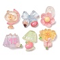 Schulpapier-Motiv, transparente Harz-Cabochons, mit Flitter, Gemischte Farbe