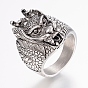 304 Stainless Steel Finger Rings, Wide Band Rings, Dragon