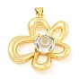 Rack Plating Brass Pendants, with Glass, Long-Lasting Plated, Cadmium Free & Lead Free, Flower Charms