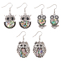 3 Pairs 3 Styles Alloy Dangle Earrings, with Shell, Antique Silver