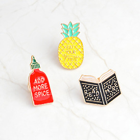 Pineapple Oil Pin: Stylish Backpack Badge for Flavorful Book Lovers