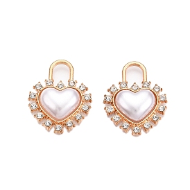 Alloy Rhinestone Pendants, with ABS Imitation Pearl, Cadmium Free & Lead Free, Heart Charms