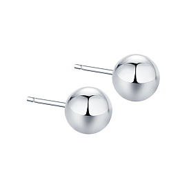 Simple and Chic S925 Silver Stud Earrings with Round Beads for Women