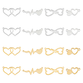 16шт 8 стили 201 подвески из нержавеющей стали, сердечные ссылки