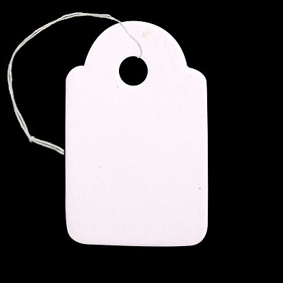 Rectangle Blank Hang tag, Jewelry Display Paper Price Tags, with Cotton Cord, 24x15x0.2mm, Hole: 3mm, 500pcs/bag
