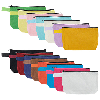 15Pcs 15 Colors Canvas Pen Cases, with Resin, Zipper Pen Bags, Rectangle