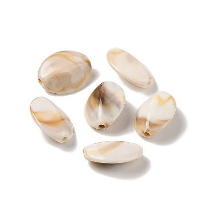 Two Tone Opaque Acrylic Beads, Imitation Gemstone, Oval