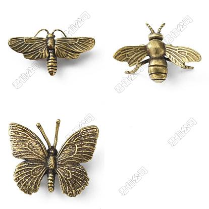 3Stück 3Stil Messing Display Dekorationen, Hauptdekorationen, Libelle & Bienen & Schmetterling
