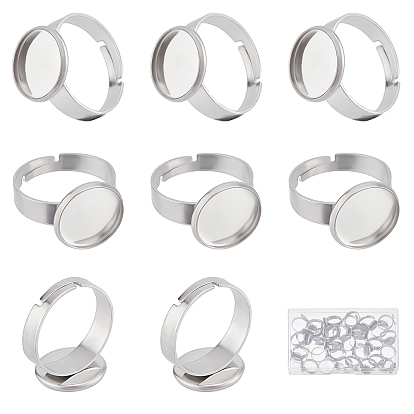 40шт. регулируемые 304 компоненты колец из нержавеющей стали, латунная фурнитура платформы для кольца, плоско-круглые