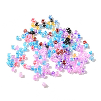 Цилиндрические стеклянные бусины, прозрачные цвета внутри