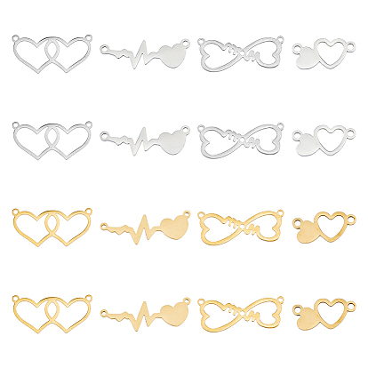 16шт 8 стили 201 подвески из нержавеющей стали, сердечные ссылки