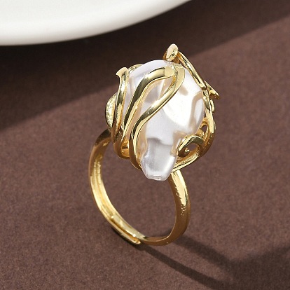 Перстни из абс-пластика с жемчугом, украшения из латуни для женщин