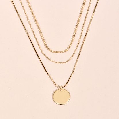 Fashionable Minimalist Round Pendant Necklace - Gold, Vintage, Multi-layer, High-end Pendant.