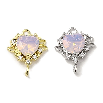 Brass Micro Pave Cubic Zirconia Pendants, Cadmium Free & Nickel Free & Lead Free, Heart